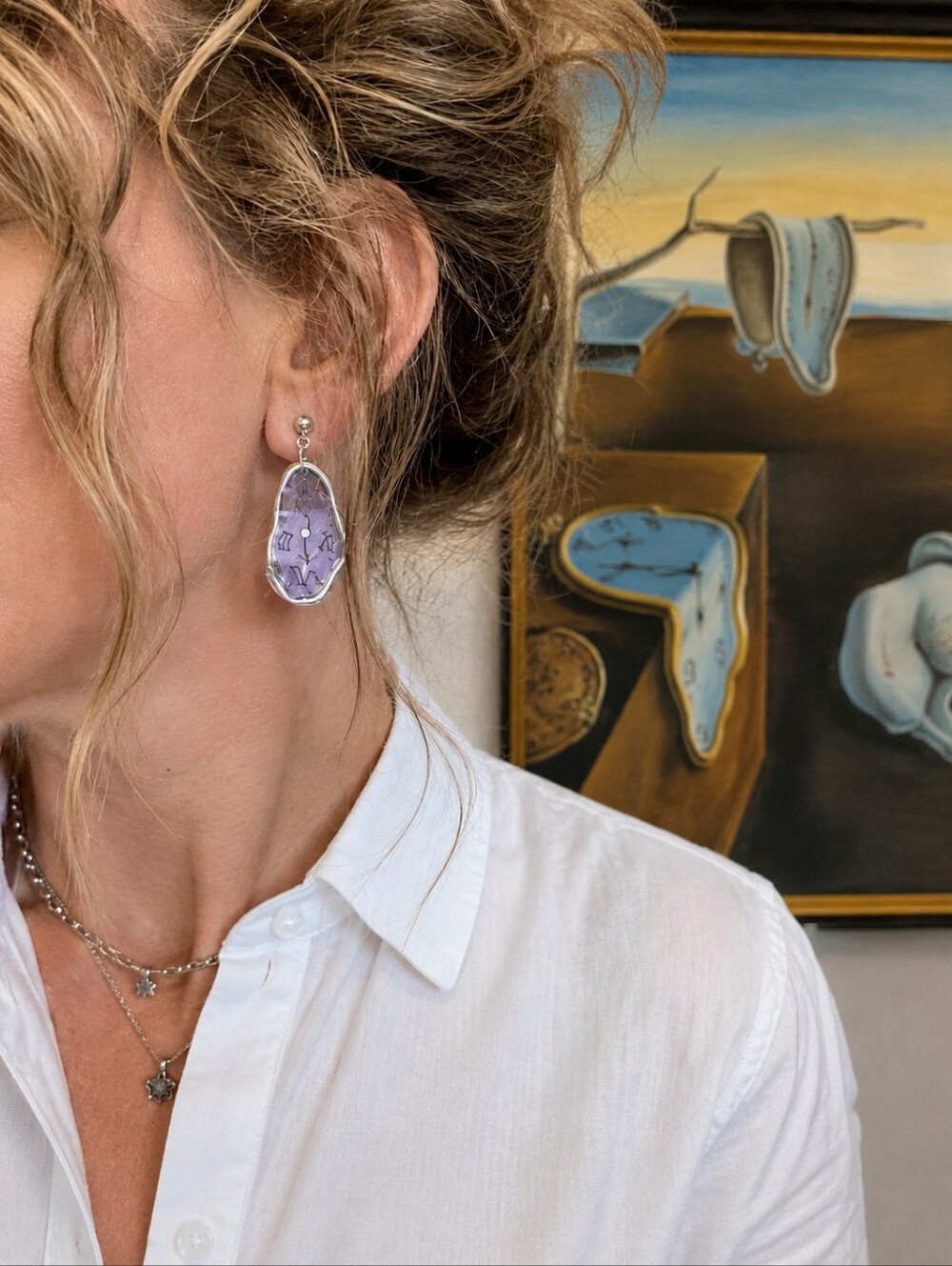 SALVADOR DALI SURREAL Melting CLOCK Dial Drop Earrings